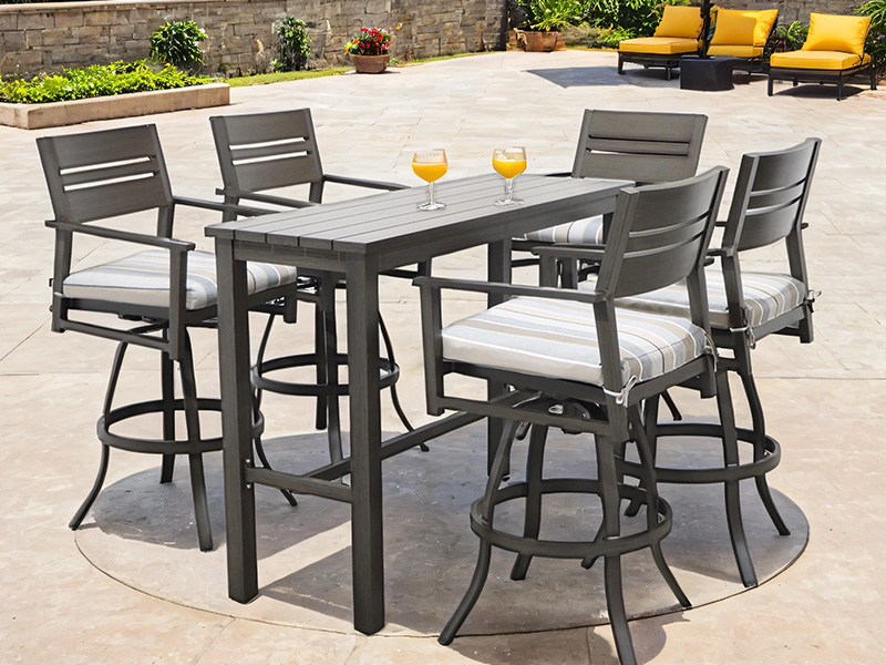 Set scaun de bar pivotant pentru terasa Aspect, 6 piese, rezistent la UV